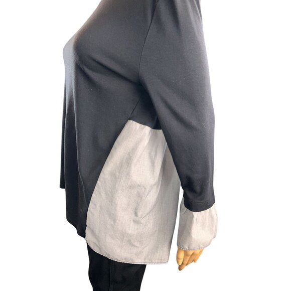 Loft Womens Mixed Media Sweater Blouse Size S Preppy Sloanie Academia - Picture 2 of 11